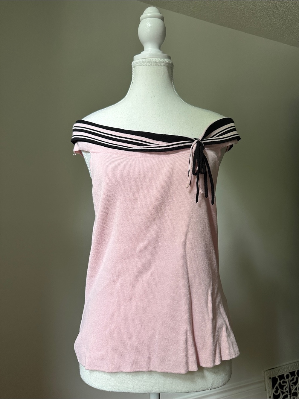 JANA Y2K Baby Pink Off the Shoulder Preppy Coquette Balletcore Girly Top Medium